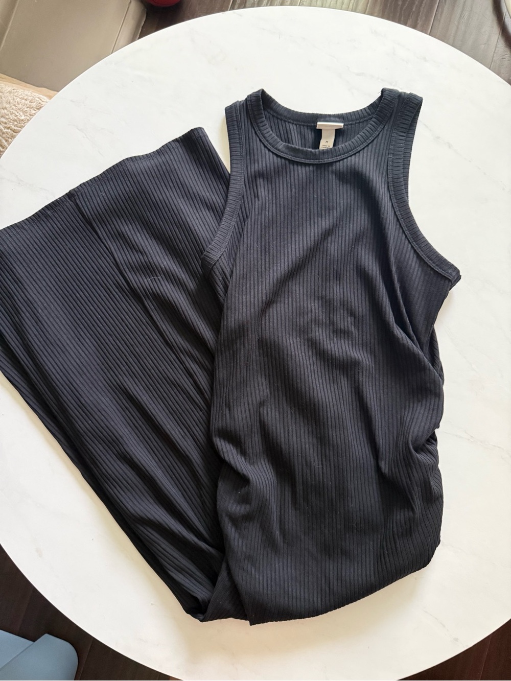 A New Day Ribbed Black Sleeveless Midi Bodycon Dress